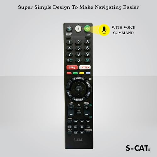 Image of S-CAT Compatible with Sony RMF-TX200P Smart 4k Android TV Remote Control Original with Bluetooth Voice Command with 2 OTT HotKeys (Pairing Must - Contact Customer Care for Difficulty in Pairing)