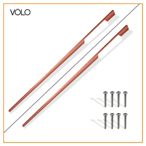 Image of VOLO Aluminium Wardrobe Handle - Elegant Pull Handle for Wardrobe Doors, Cabinet Doors, and Drawers in Kitchen, Office, and Bedroom (Pack of 2 Pieces) (SAC-40 Rose Gold 36 Inch (900mm))
