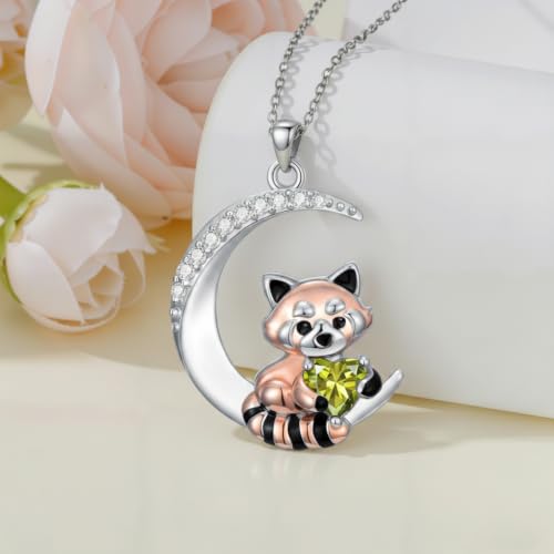 Image of PROESS Animal Birthstone Necklace 925 Sterling Silver Otter /Axolotl /Hippo /Elephant /Dachshund /Monkey /Red Panda Pendant Necklace Animal Birthstone Jewelry Gifts for Women