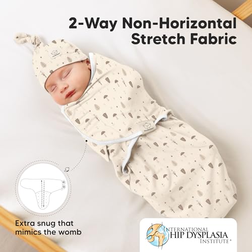 Image of KeaBabies 3-Pack Swaddles for Newborns, Girls, Boys with Hats - Organic Soft Baby Sleep Sacks, Breathable Baby Swaddle 3-6 Months Beanies Set, Premie Infant Sleep Sack 0-3 Months (Nibbles /Bruce)