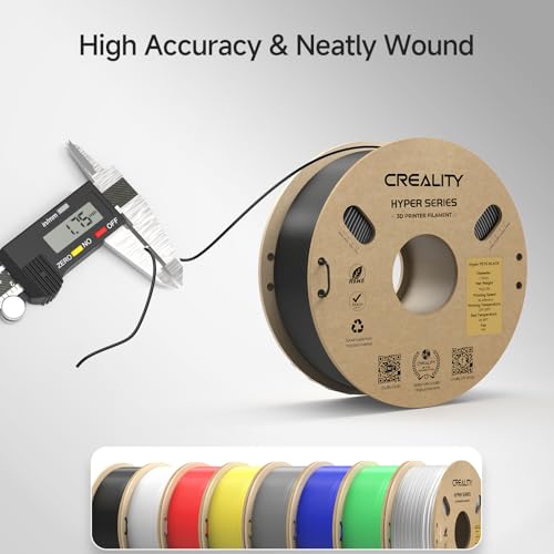 Image of CREALITY Hyper PETG Filament 1.75mm 3D Printer Filament, Up to 600mm /s High Speed Rapid PETG, 1kg (2.2lb) Neatly Wound Cardboard Spool, Dimensional Accuracy ±0.03mm, Fit for Most 3D Printers, Black