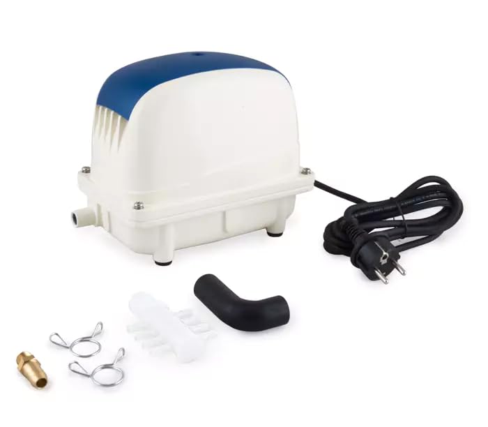 HAPPET Pompe à air à membrane PA-100 65 W - Puissante et très silencieuse - 100 l/min - Pour une utilisation en extérieur toute l'année - À propos de la ligne d'eau