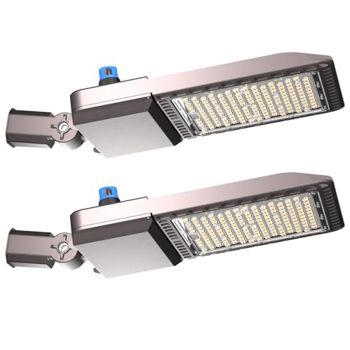 400W Parking Lot Lighting 60000Lm(150Lm/W) LED Parking Lot Lights Commercial with Smart Photocell Dusk to Dawn 5000K Street Light with SlipFitter Mount- 2Pack 7Yrs Warranty