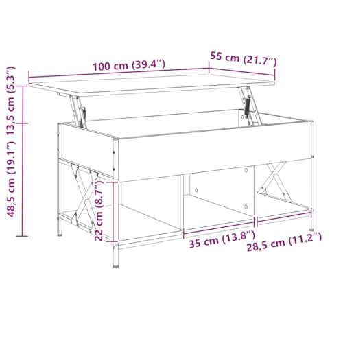 Table basse en chêne Sonoma et métal structure stable d'architecte pour séjour - 3