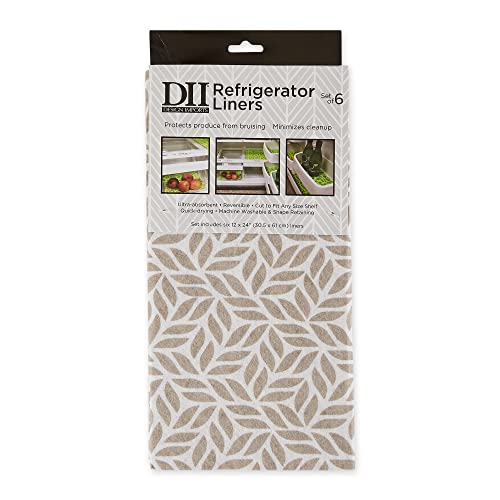 DII Fridge Liner Collection Non-Adhesive, Cut to Fit, 12x24, Stone Abstract Leaf, 6 Piece - image 2