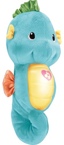 Fisher-Price Baby Musical Toy Soothe & Glow Seahorse, Blue Plush Sound Machine with Lights for Developmental Play Newborns 0+ Months - Thumbnail 4