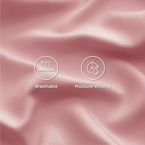 Image of Bedsure Cooling Sheets Twin, Rayon Derived from Bamboo, PureWoven, Breathable & Soft Twin Sheets Set, Deep Pocket Up to 16 Inches, Hotel Luxury Silky Bedding for Hot Sleepers, Blush Pink