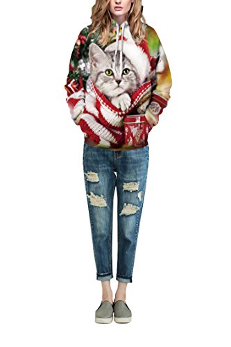 Unisex 3D Christmas Cat Printed Hoodie Sweatshirt S Print #37