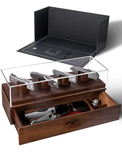 Knife Display Case EDC Organizer - Pocket Knife Storage and EDC Case with Walnut Finish - Valet Tray Pocket Knife Holder with Pocket Knife Organizer - Birthday Valentines Day Gifts For Men Boyfriend Knife Display Case EDC Organizer - Pocket Knife Storage and EDC Case with Walnut Finish - Valet Tray Pocket Knife Holder with Pocket Knife Organizer - Birthday Valentines Day Gifts For Men Boyfriend