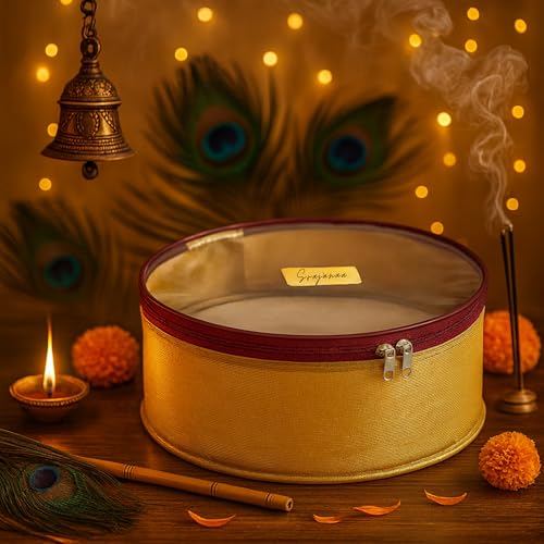 Image of Lord Krishna /Ladoo Gopal PVC Dress Round Storage Organizer Boxes | Durable & Transparent Storage Solution for Clothes & Accessories | Set of 7.5 Inch & 13.5 Inch | Ideal for Organizing