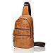BISON DENIM Mens Genuine Leather Sling Backpack Outdoor Shoulder Chest Pack Unbalance Crossbody Bag for Women Men Girls Boys Travel Daypack Yellow