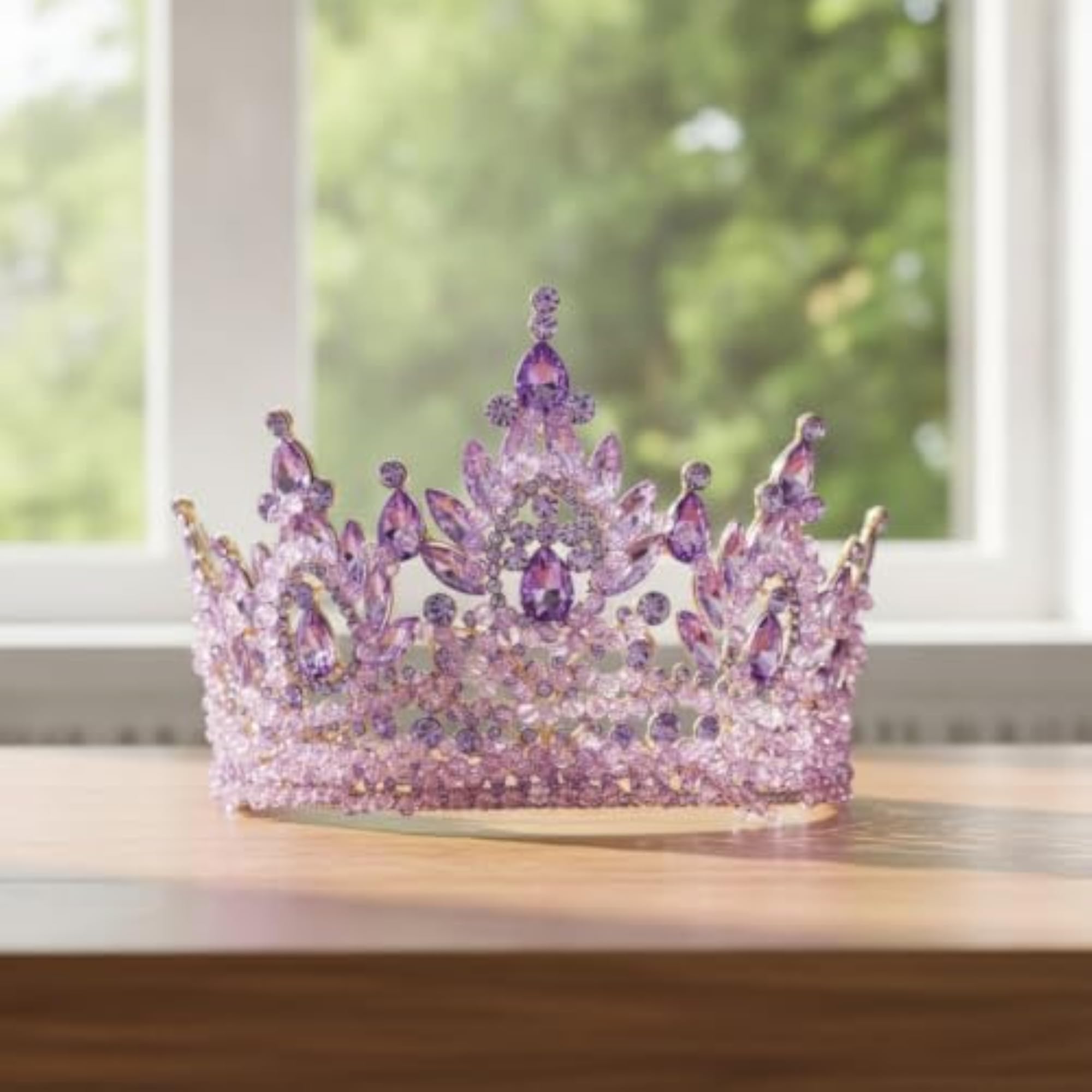Gold-Tone Rhinestone Crown with Comb for Performers