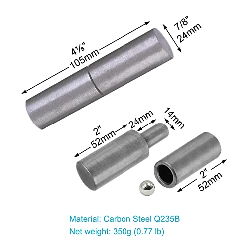 4 Pcs Weldable Barrel Hinges 4⅛X1"(Lxw) Heavy Duty Steel Weld On Bullet Gate Hinge 500 Lbs Load Capacity For Metal Swing Door,Trailer Ramp Gate,Windows, ½" Dia Pin,Ball Bearing Detachable Hinges #TOP1