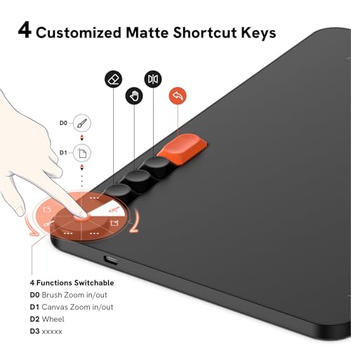 Image of VEIKK Voila L Graphics Pen Tablet 10x6 Inch Drawing Tablet with 4 Customized Keyboard Keys, with P05 Battery-Free Pen, Compatible with Windows /Mac /Linux /Android OS