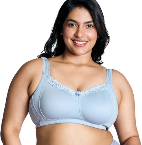 Nykd (NYB190) Cotton Rich Non Padded & Non Wired Everyday Shape and Support Bra with Lace Detailing for Women | Full Coverage Bra with Super Soft No Dig Wide Shoulder Straps (Available in Plus Sizes)