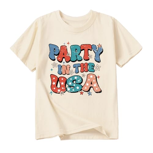 Image of Kid 4th of July T-Shirts Boys Girls American Flag Shirt Patriotic Top Short Sleeve Tees 2-12 Years