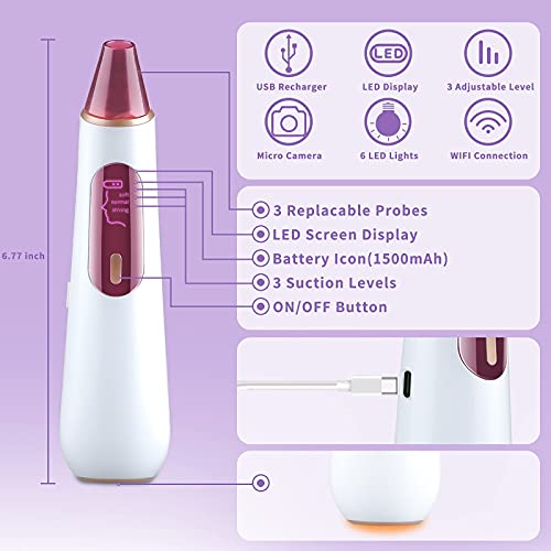 RaMokey Mitesserentferner Porenreiniger mit Kamera, Beauty Device Mitesser Entferner Porensauger, Visuell Mitesser… – Bild 3