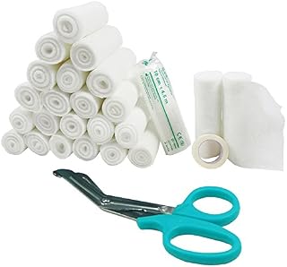 Conforming Bandage,4” x 5 Yards Stretched，24-Pack Gauze Bandage Rolls with Bonus Tape +