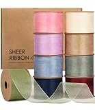 Vitalizart 1.5' x 45 Yards Organza Ribbon Pastel Color 9 Rolls x 5 Yd Sheer Ribbon for Gift Wrapping Crafts Christmas Tree Bows Wedding Invitations Wreaths Party Decor Bouquet DIY Projects