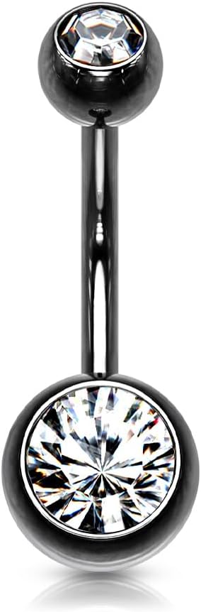 FIFTH CUE 14GA Surgical Steel & Synthetic Opal Resin Belly Button Ring, 3/8" Length, 5mm x 8mm Ball - Classic Look, Highly Rate Belly Rings for Women, Super High Quality