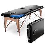 FENIXSHOP24 LETTINO MASSAGGIO IN LEGNO 2 ZONE - LETTINO MASSAGGI,LETTINO ESTETISTA FISIOTERAPIA,TATTOO,PORTATILE RICHIUDIBILE COD-05(NERO)