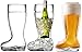 Circleware Das Boot Set of 2 Glass Beer Glasses Drinking Mugs, Funny Shaped Entertainment Beverage Glassware for Water, Juice, Liquor and Bar Barrel Liquor Dining Decor, 2 Boots, Large 1 Liter