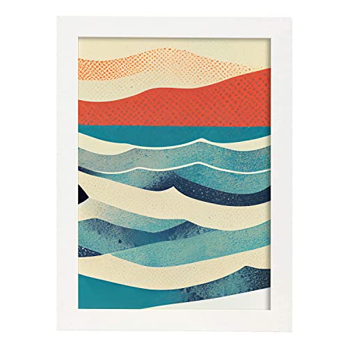 Nacnic Poster Acque in stile arte astratta. Illustrazioni e manifesti di galassie artistiche, moderne e a colori per l'interior design e la decorazione. A4 Cornice bianca.