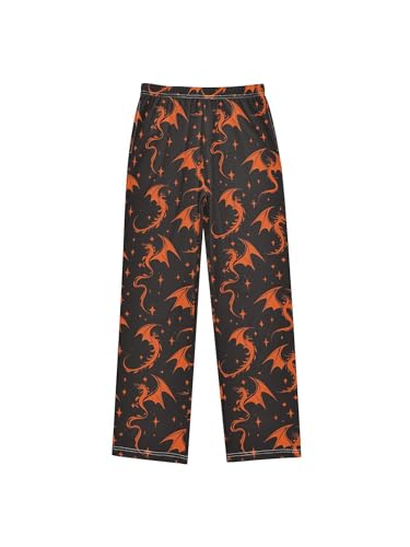 Silhouette Flying Fire Dragon Star Boys Pants for Kids Jogger Pants with Pockets S