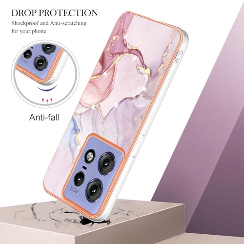 Coque Motorola Edge 50 Pro en silicone TPU souple marbre floral