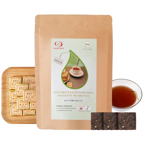 HUAYING Pu-erh Tea, Ripe Puerh Tea Mini Brick Tea Cake with Glutinous Rice Fragrant, Loose Leaf (7.41 Ounce/210g) HUAYING Pu-erh Tea, Ripe Puerh Tea Mini Brick Tea Cake with Glutinous Rice Fragrant, Loose Leaf (7.41 Ounce/210g)