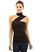PattyBoutik Women's Diagonal One Shoulder Neck Warmer Top (Black S)