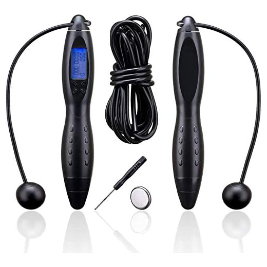 Jump Rope Skipping Digital Counting Speed Jumping Rope Counter for Indoor and Outdoor Fitness Boxing Training Adjustable Length Jump Rope Workout for Men Women Children Cordless Skipping Rope (Black)