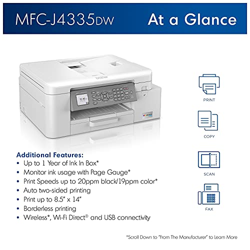image for Brother INKvestment Tank MFC-J4335DWB Wireless Color All-in-One Inkjet