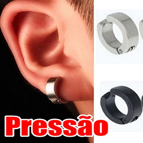 Par de Brincos Pressão Masculino Feminino (preto)