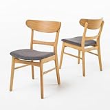 Christopher Knight Home Idalia Dining Chairs, 2-Pcs Set, Dark Grey / Oak Finish