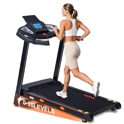 Treadmill for Home with 15-Level Auto Incline, 10 MPH, 18" Wide Running Belt, 350 LB Capacity, 3.0 HP, Shock Absorption, Incline Treadmill with Bluetooth App