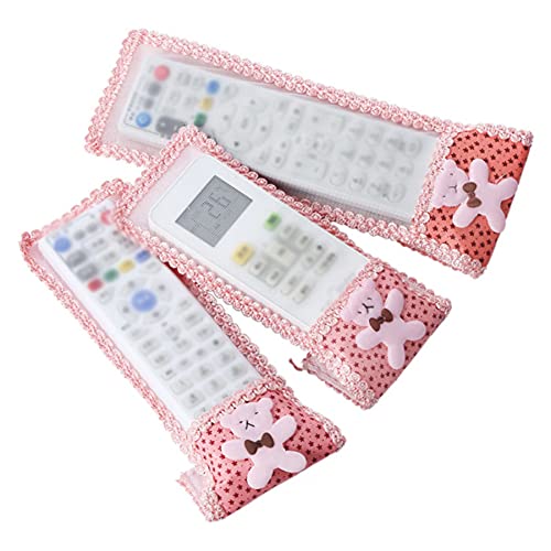 AKOAK 3 Pieces of Air Conditioning Remote Control Protective Cover, Bear Lace Fabric Air Conditioning Remote Control Protective Cover, Home Appliances Remote Control Sheath （S/M/L ）