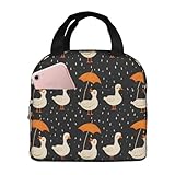 Lunchbox für Damen und Herren, niedlicher Regenschirm, Gänsedruck, isolierte Lunchtasche,...