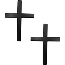 2 PCS Metal Jesus Cross Badge Stickers, 2.5"&times;1.8" 3D Emblem Badge Decal, Self Adhesive Car Body Fender Tail Scratch Covering Decorative Decal, Universal Exterior Accessories for Cars (Black)