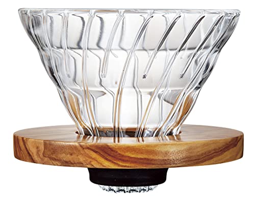 Hario VDGR-02-OV V60 Heat Resistant Glass, Permeable, Coffee Dripper, Olive Wood, 02, Coffee Drip...