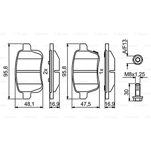 Preisvergleich Produktbild BOSCH 0986494825 Bremsbelagsatz, Scheibenbremse
