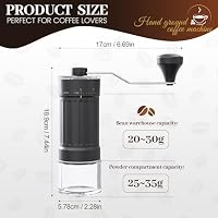 Externer Verstellbarer Manuelle Kaffeemühle,Mini Kaffeemühle Manuell mit 40 Einstellbaren Stufen,Ausgestattet mit hochpräzisem Keramik-Schleifkopf,für Reise Camping Büro, Espresso, Pour Over Und Mehr – Ansicht 2