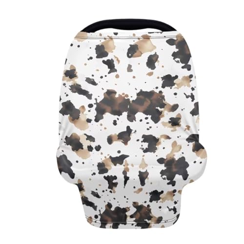 Image of Coldinair Brown Cow Print Baby Car Seat Cover,Soft Breathable Nursing Cover,Multi-use Baby Stroller and Carseat Cover,Breastfeeding Covers