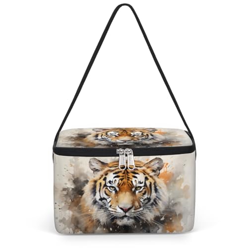 GzLeyigou Animal Tiger Lunch Bags for Women Men 9 Cans, Hot & Cold Food Delivery Bag Insulated Grocery Bag Insulated Lunch Box Tiger Cooler Bag for Office Work Picnic Beach
