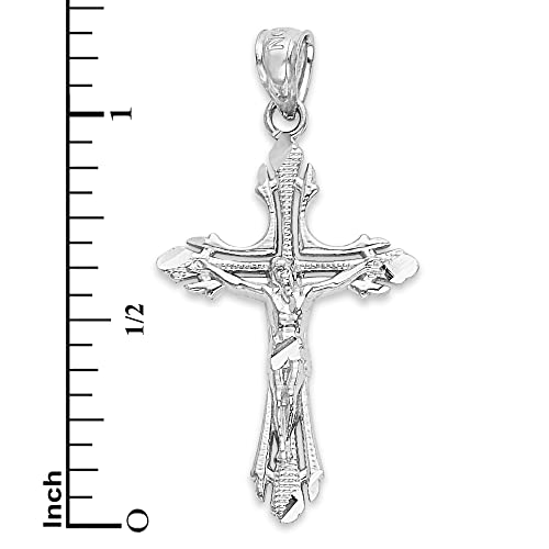 Solid 14k White Gold Crucifix Pendant - Cross Gift for Religious Occasions4