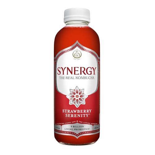 SYNERGY The Real Kombucha - Strawberry Serenity - 16 fl oz Bottle - Raw Probiotic Drink for Gut Health and Immune Support