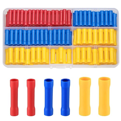 150 Stück Stoßverbinder Set, Kabelverbinder Kabel Quetschverbinder Set, Isoliert Stossverbinder, Elektrische Steckverbinder, Kabelschuhe Rundsteckhülsen für Kabel 0.75-1.5mm²/1.5-2.5mm²/4.0-6.0 mm²