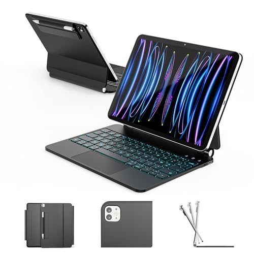 RAYMCRAFT Clavier pour iPad Air 11 Pouces (M4/M3/M2, 2026/2025/2024) & iPad Pro 11 Pouces (4/3/2/1 Gen), Clavier Magic pour Air 4/5, Rétroéclairage 11...