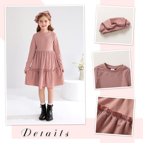 YOUNGER TREE Girls Dresses Fall Long Sleeve Knit Plaid Dress A Line Casual Winter Dress 4-12 Years2