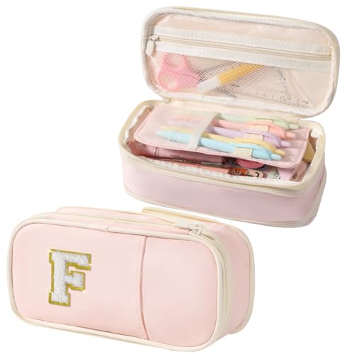Image of Janhavi Initial Large Capacity Premium Oxford Cute Aesthetic Pencil Case Pouch Bag Special School Supplies Colored Stationery Organizer Gifts for Girls, Women, Adults